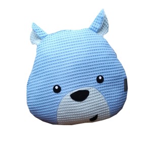 Poduszka Miś jasny niebieski wafel 